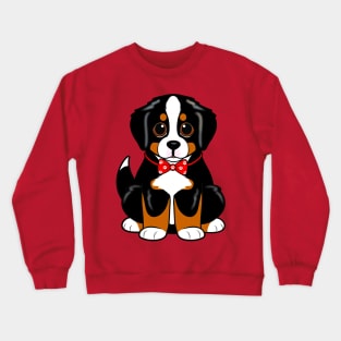 Cute Bernese Mountain Dog Puppy in a Bowtie Crewneck Sweatshirt